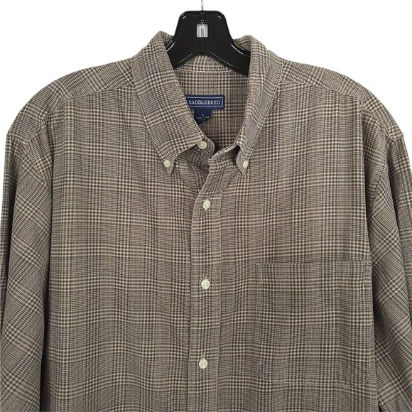 Saddlebred Long Sleeve Button Up Shirt Mens Size L Brushed Cotton Plaid - Picture 3 of 9
